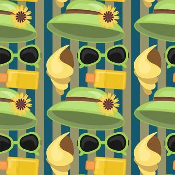 Seamless background with beach objects Stock Illustration