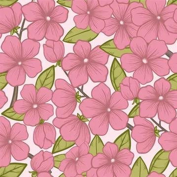 Seamless background with beautiful flowering tree branches, in beautiful past Stock Illustration