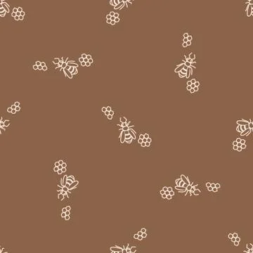 Seamless background bee and honeycomb gender neutral baby pattern. Simple Stock Illustration