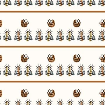 Seamless background bee and honeycomb gender neutral baby pattern. Simple 스톡 일러스트