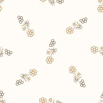 Seamless background bee gender neutral baby pattern. Simple whimsical minimal Stock Illustration