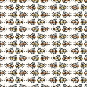 Seamless background bee gender neutral baby pattern. Simple whimsical minimal イラスト素材