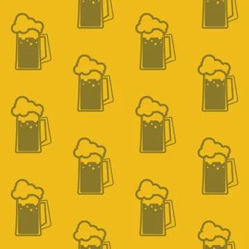 Seamless background with beer mugs Stock Illustration