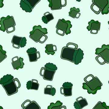 Seamless background with beer for St. Patrick's day. Stock Illustration