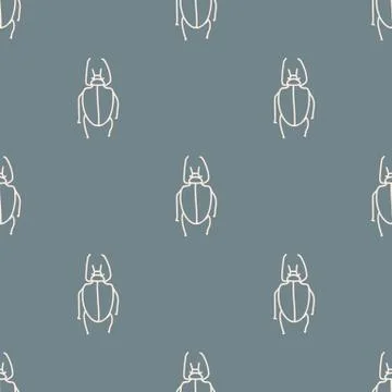 Seamless background beetle bug gender neutral baby pattern. Simple whimsical Stock Illustration