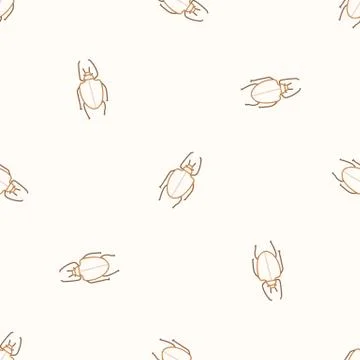 Seamless background beetle bug gender neutral baby pattern. Simple whimsical Stock Illustration