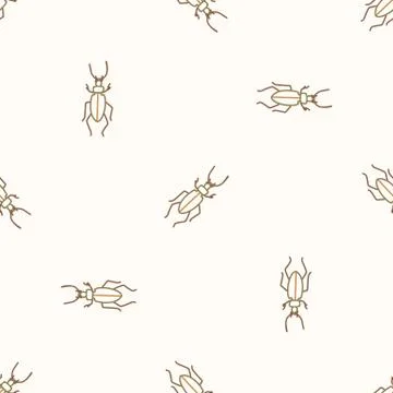 Seamless background beetle bug gender neutral baby pattern. Simple whimsical Illustrazione stock