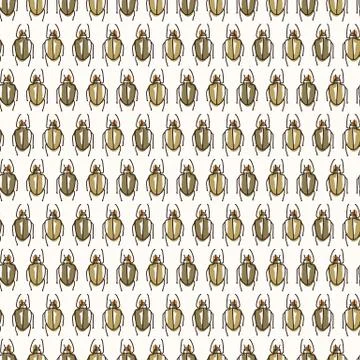 Seamless background beetle bug gender neutral baby pattern. Simple whimsical Illustrazione stock