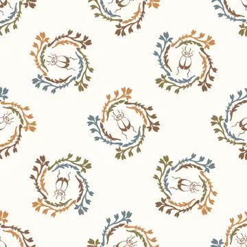 Seamless background beetle bug gender neutral baby pattern. Simple whimsical Stock Illustration