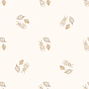 Seamless background beetle bug gender neutral pattern. Whimsical minimal earthy イラスト素材