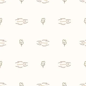 Seamless background beetle bug with leaf gender neutral baby pattern. Simple Illustrazione stock