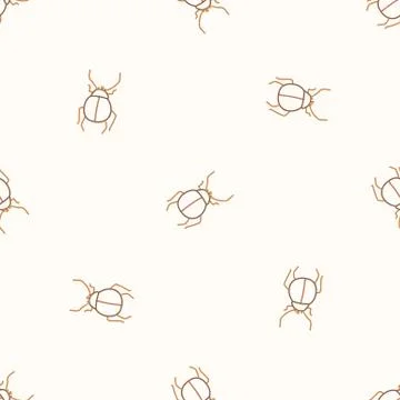 Seamless background beetle gender neutral baby pattern. Simple whimsical minimal Stock Illustration