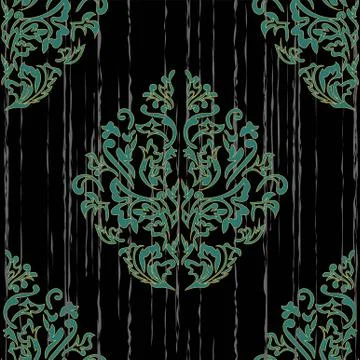 Seamless background of beige and blue color in the style of Damascus. Vintage Stock Illustration