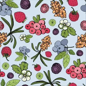 Seamless background with berries Stock Illustration
