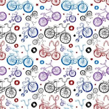 Seamless background with bicycles Stock Illustration