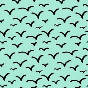 Seamless background with birds green Stock Illustration