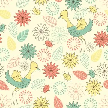 Seamless background with birds Stock Illustration