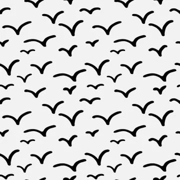 Seamless background with birds white Stock Illustration