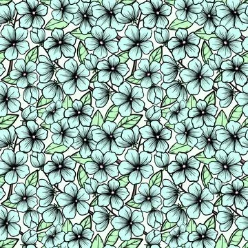 Seamless background in black-and-white Blossoming branches of trees Stock Illustration
