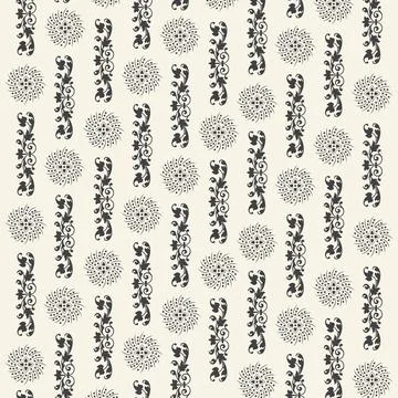 Seamless background with black pattern in baroque style, Illustration Art 库存插图