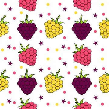 Seamless background with blackberry and raspberry. For kitchen textile, wrapping 스톡 일러스트