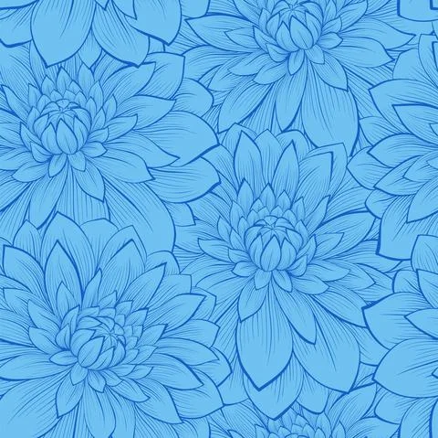 Seamless background with blue flowers. Stock Illustration