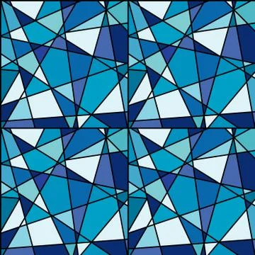 Seamless background with blue mosaic made of geometrical shapes Stock Illustration