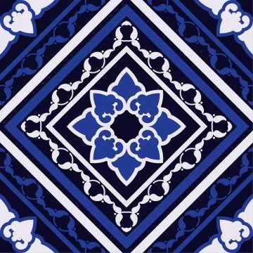 Seamless background with blue Muslim pattern. Stock Illustration