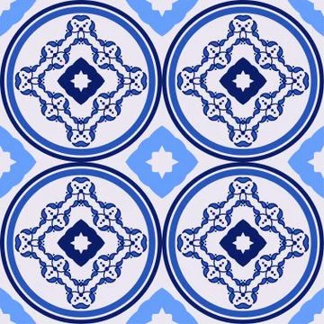 Seamless background with blue Muslim pattern. Stock Illustration
