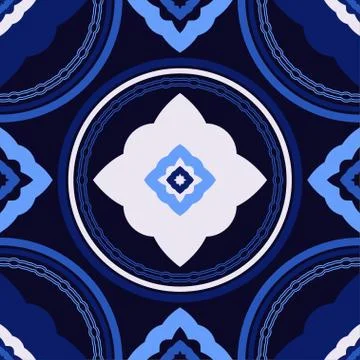 Seamless background with blue Muslim pattern. Stock Illustration