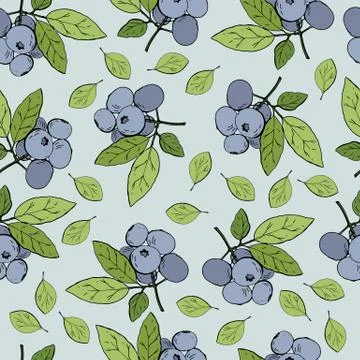 Seamless background with blueberries Stock Illustration