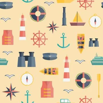 Seamless background on boating theme Stock Illustration