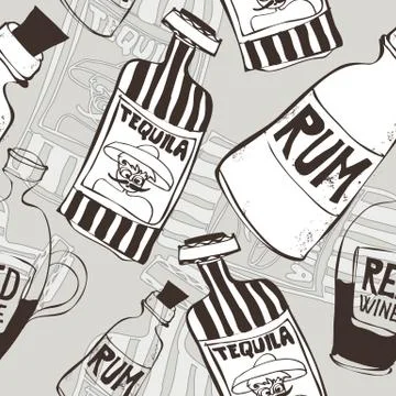 Seamless background with bottles Stock Illustration