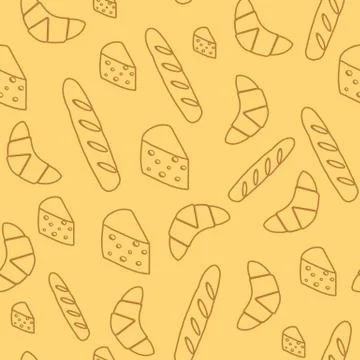Seamless background with bread and cheese Stock Illustration