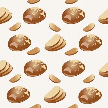 Seamless background of bread. Vector illustration isolated on a beige background Illustrazione stock