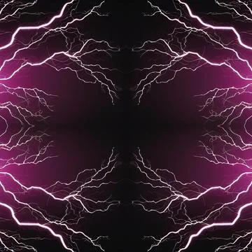 Seamless background with bright lightning bolts on a black and purple backgro Stock Illustration