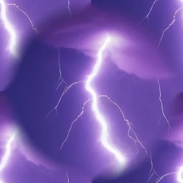 Seamless background with bright lightning bolts on a blue background. Purple  Stock Illustration