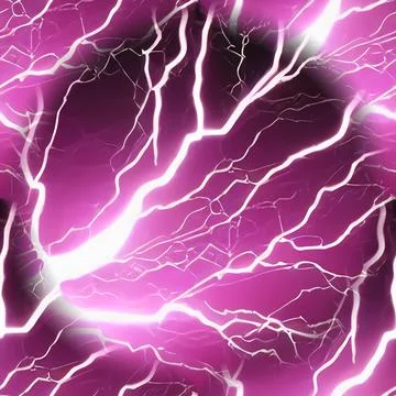 Seamless background with bright lightning bolts on a purple background. Black Stock Illustration