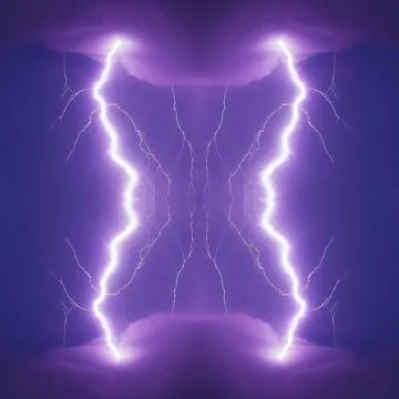 Seamless background with bright lightning bolts on a blue background. Purple  Stock Illustration