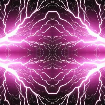 Seamless background with bright lightning bolts on a purple background. Black Stock Illustration