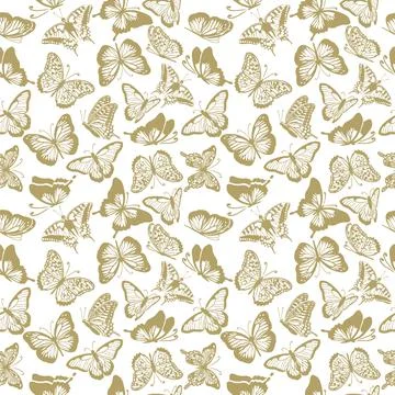 Seamless background of brown butterflies. Vector illustration Stock Illustration