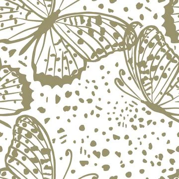 Seamless background of brown butterflies. Vector illustration Stock Illustration