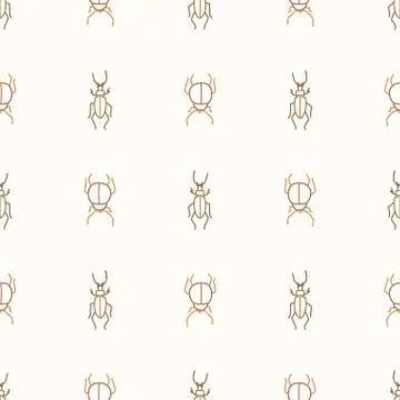 Seamless background bug gender neutral baby pattern. Simple whimsical minimal Illustrazione stock