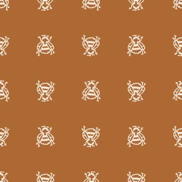Seamless background bumble bee insect gender neutral pattern. Whimsical minimal Illustrazione stock