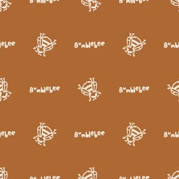 Seamless background bumble bee with text insect gender neutral pattern Illustrazione stock