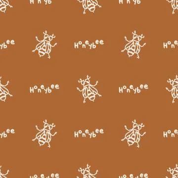 Seamless background bumble bee with text insect gender neutral pattern Illustrazione stock