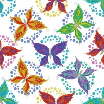 Seamless background, butterflies Stock Illustration