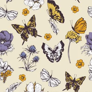 Seamless background with butterflies Stock-Illustration