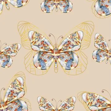 Seamless background with butterfly. Stock Illustration
