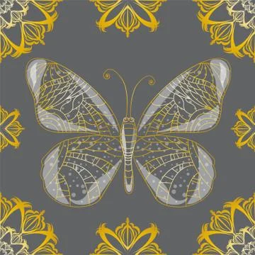 Seamless background with butterfly. Stock Illustration